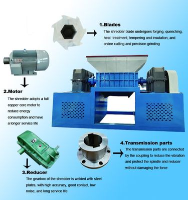 Multifunctional Heavy Duty Wood Shredder Twin Shaft cho cây vỏ cây thân lá