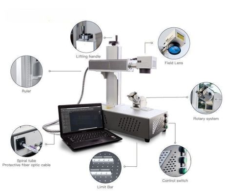Máy đánh dấu laser sợi 3D di động JPT đồ trang sức thép không gỉ 20w